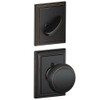 SCHLAGE F94AND716ADD  Aged Bronze Interior Pack Andover Knob Dummy Interior Pack with Deadbolt Cover Plate and Decorative Addison Rose