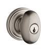 Baldwin ENELLTRR150 .6L.DS.CKY.KD Ellipse Entry Knob with Traditional Round Rose, Satin Nickel.