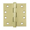 Deltana DSB43-UNL  4 x 4 in. Square Hinges, Unlacquered Bright Brass - Solid Brass - Pack of 2