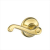 SCHLAGE F10FLA605 F10 Flair Passage Lock with 16080 Latch 10027 Strike Bright Brass Finish 043156793518 .