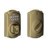 SCHLAGE BE365CAM609 BE365 CAM 609 Camelot Keypad Deadbolt, Antique Brass