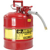 Justrite 240825 AccuFlow 5 Gallon, 11.75" OD x 17.50" H Galvanized Steel Type II Red Safety Can With 5/8" Flexible Spout