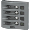BLUE SEA SYSTEMS BS-4374 Sw Pnl, Toggle w/ Breakers, 4 Sw, Gray