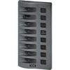 BLUE SEA SYSTEMS BS-4308 Sw Pnl, Toggle w/ Fuses, 8 Sw, Gray