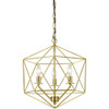 AF LIGHTING 9131-3H Brushed Gold Bellini Three-Light Chandelier,