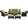 Hanover STRATH6PC-S-GRN Strathmere Lounge Set (6 Piece), Green Outdoor Furniture