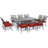 Hanover TRADDN11PC-RED Dining Set, Red