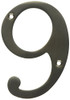 Deltana RN4-9U15  Solid Brass 4-Inch House Number 9 Board.
