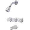 Pfister LG01-3180 2-Handle Tub & Shower Faucet with Metal Knob Handles in Polished Chrome