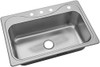 Sterling Plumbing S249124NA STERLING Southhaven 33 In. x 22 In. x 8 In. Single-Bowl Kitchen Sink with Four Faucet Holes, Stainless Steel