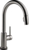 Delta D9159TVKSDST Faucet Trinsic VoiceIQ Single-Handle Touch Kitchen Sink Faucet with Pull Down Sprayer, Alexa and Google Assistant Voice Activated, Smart Home, Black Stainless