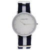 Andreas Osten W-WAT-1519 Ao-21 - Silver/blue & White Nylon Strap Watch Watch For Women 1 Pc