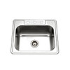 Houzer 2522-9BS3-1  Glowtone Series Topmount Stainless Steel 3-hole Single Bowl Kitchen Sink, 9-Inch Deep