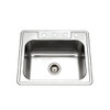 Houzer 2522-9BS4-1  Glowtone Series Topmount Stainless Steel 4-hole Single Bowl Kitchen Sink, 9-Inch Deep