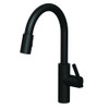 Ginger USA N1500-5103/56 Brass Flat Black East Linear Kitchen Faucet with Metal Lever Handle and Pull-down Spray