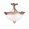 KICHLER 3623NI , Dover Round Glass Semi Flush Ceiling Lighting, 3 Light, 180 Watts, Brushed Nickel