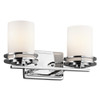 KICHLER 5077CH Lighting Hendrik 2-Light Vanity Fixture, Chrome Finish with Satin Etched Cased Opal Glass