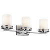 KICHLER 5078CH Lighting Hendrik 3-Light Vanity Fixture, Chrome Finish with Satin Etched Cased Opal Glass by Lighting