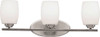 KICHLER 5098NI Lighting Eileen 3-Light Bath Fixture, Brushed Nickel with White-Etched Glass