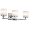 KICHLER 45502CH Lighting O' Hara 3LT Vanity Fixture, Chrome Finish with Etched Opal Glass Shades