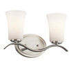 KICHLER 45375NI Lighting Armida 2-Light Vanity Fixture, Brushed Nickel Finish and Satin Etched White Glass Shades