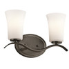 KICHLER 45375OZ Lighting Armida 2-Light Vanity Fixture, Olde Bronze Finish and Satin Etched White Glass Shades