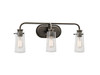 KICHLER 45459OZ  Braelyn 3-Light Vanity Fixture and Clear Seedy Glass, Olde Bronze Finish