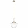 KICHLER 42141NICS Lighting Everly 1LT Pendant, Brushed Nickel Finish with Clear Seedy Glass