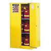 Justrite 942750 Manufacturing Yellow 18 Gauge CR Steel Sure-Grip EX Flammable Safety Cabinet with 2 Self-Close Door, 60 gal Capacity, 34" W x 65" H x 34" D, 2 Shelves