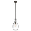 KICHLER 42047OZ Lighting Everly 1-Light Mini Pendant, Olde Bronze Finish with Clear Glass Shade