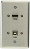 C2G 39874 HDMI&REG; AND USB PASS THROUGH SINGLE GANG WALL PLATE - BRUSHED ALUMINUM