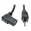 TRIPP LITE P006-014-13RA 14FT COMPUTER POWER CORD CABLE 5-15P TO RIGHT ANGLE C13 10A 18AWG