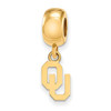 LogoArt GP060UOK Gold Plated Sterling Silver The University of Oklahoma Bead Charm XS Dangle