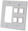 C2G 41341 DECORA COMPATIBLE CUTOUT WITH FOUR KEYSTONE DOUBLE GANG WALL PLATE - WHITE