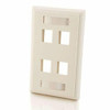 C2G 3413 FOUR PORT KEYSTONE SINGLE GANG WALL PLATE - WHITE