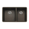 Blanco B441128 - Precis 1-3/4 Undermount Composite 33x18x9.5 0-Hole Double Bowl Kitchen Sink in Anthracite - Anthracite.