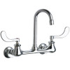 Chicago Faucets C631ABCP Wall Mounted Bathroom Faucet with Double Wrist Blade Handles Low Lead Faucet: Yes.