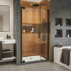 DreamLine SHDR-4328120-09 The DreamLine Elegance-LS pivot shower door or enclosure has a modern frameless design to enhance any decor with an open, inviting look. The Elegance-LS easily becomes the focal point of your bathroom with a custom glass
