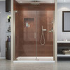 DreamLine SHDR-4151720-04 The DreamLine Elegance pivot shower door or enclosure has a modern frameless design to enhance any decor with an open, inviting look. The Elegance easily becomes the focal point of your bathroom with a custom glass look at
