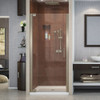 DreamLine SHDR-4134720-04 The DreamLine Elegance pivot shower door or enclosure has a modern frameless design to enhance any decor with an open, inviting look. The Elegance easily becomes the focal point of your bathroom with a custom glass look at