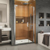 DreamLine SHDR-4327120-01 The DreamLine Elegance-LS pivot shower door or enclosure has a modern frameless design to enhance any decor with an open, inviting look. The Elegance-LS easily becomes the focal point of your bathroom with a custom glass