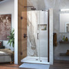 DreamLine SHDR-20417210-06 The DreamLine Unidoor is a frameless swing shower door designed in step with modern market trends. The elegant design and an incredible range of sizes are combined in the Unidoor for the look of custom glass at an