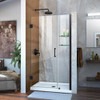 DreamLine SHDR-20377210S-09 The DreamLine Unidoor is a frameless swing shower door designed in step with modern market trends. The elegant design and an incredible range of sizes are combined in the Unidoor for the look of custom glass at an