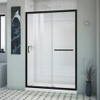DreamLine SHDR-0948720-09 The DreamLine Infinity-Z sliding shower or tub door offers classic style with a modern touch. The Infinity-Z will transform your bathroom with a beautiful balance of functionality, elegance and sophistication. A variety of