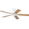 Progress Lighting 94250130 P2501-30 52-Inch Fan with 5 Blades and 3-Speed Reversible Motor with Reversible White or Washed Oak Blades, White