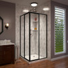 DreamLine SHEN-8140400-09 The DreamLine Cornerview sliding shower enclosure provides a modern solution to maximize space with a corner installation and center opening design. The Cornerview has a straight edged style that provides a comfortable