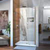 DreamLine SHDR-20407210-04 The DreamLine Unidoor is a frameless swing shower door designed in step with modern market trends. The elegant design and an incredible range of sizes are combined in the Unidoor for the look of custom glass at an
