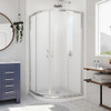 DreamLine DL-6703-01FR The DreamLine Prime sliding shower enclosure and base kit adds style and bold design to your shower space. The neo round sliding style of the Prime enclosure can fit into virtually any corner, making it perfect for smaller to