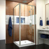 DreamLine DL-6714-04CL The DreamLine Flex pivot shower enclosure and SlimLine base kit offers modern appeal at a budget friendly price point. The versatile Flex model combines cutting-edge pivot hardware, simple installation and dependable