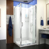 DreamLine DL-6717-01CL The DreamLine Flex pivot shower enclosure, SlimLine base, and Q-Wall backwall kit offers modern appeal at a budget friendly price point. The versatile Flex model combines cutting-edge pivot hardware, simple installation and